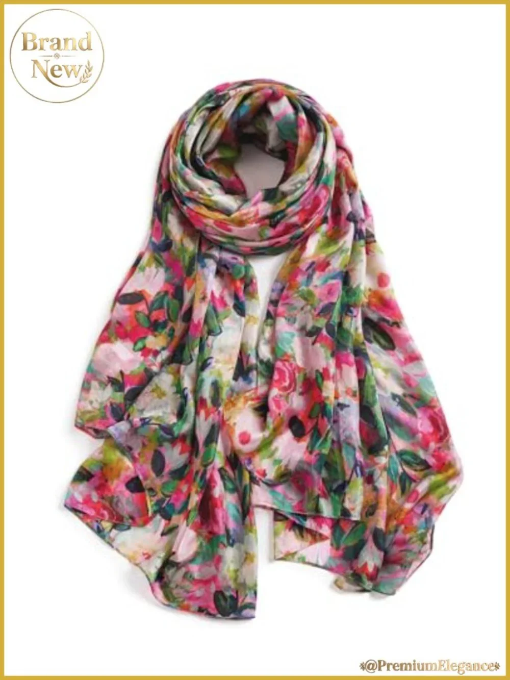 100% Mulberry Silk Scarf for Women Large Floral Shawl Wrap